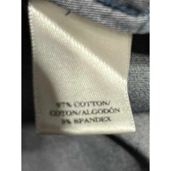 Ann Taylor Denim-Look Blouse Women's 0 Convertible Arms Used - Picture 7 of 11